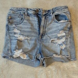 American Eagle Outfitters Light Blue Distressed Jean Shorts